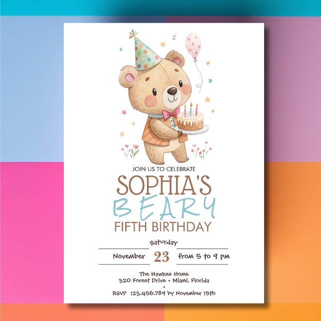 Convite Beary-birthday with tedy bear  (Criador carregado)