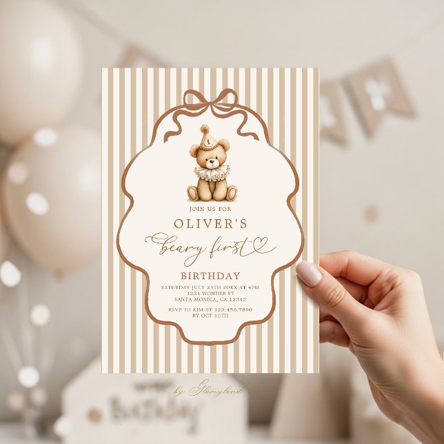 Convite Beary First Birthday (Criador carregado)