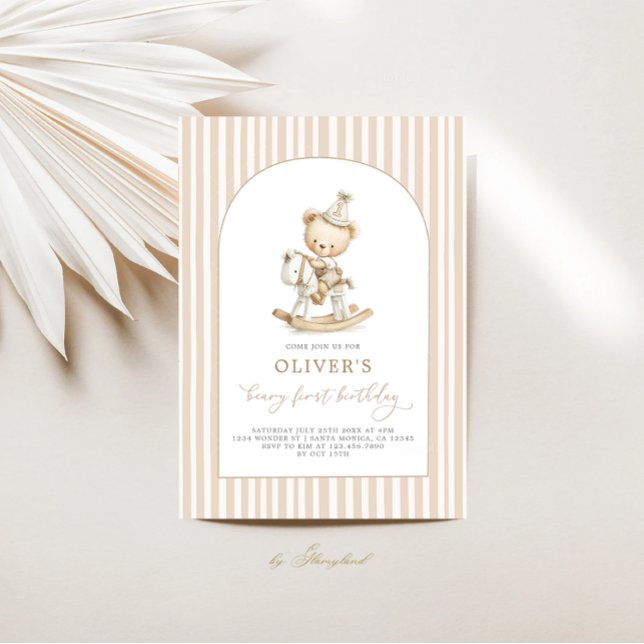 Convite Beary First Birthday Boy (Criador carregado)