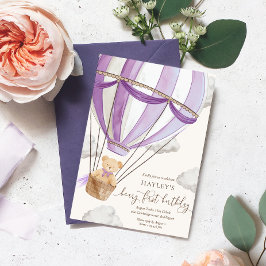 Convite Beary First Teddy Bear Hot Air Balloon Aniversário