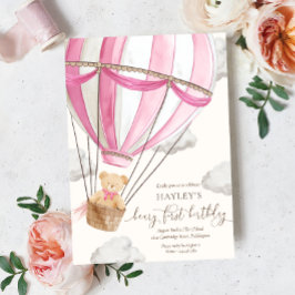 Convite Beary First Teddy Bear Hot Air Balloon Aniversário
