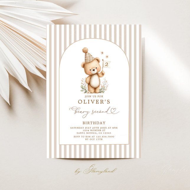 Convite Beary Second Birthday Invitation (Criador carregado)