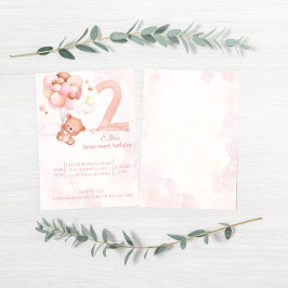 Convite beary sweet Rosa boho arco-íris aquarela 