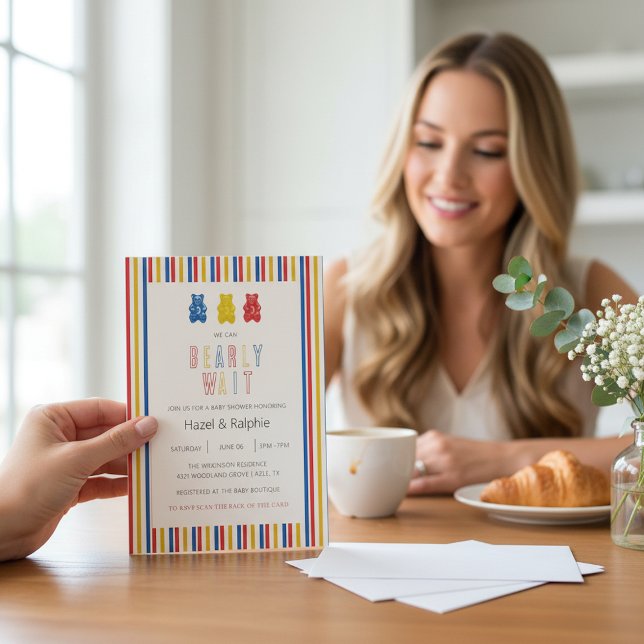 Convite Beary Wait Gummy Bears Baby Shower Invitation (Criador carregado)
