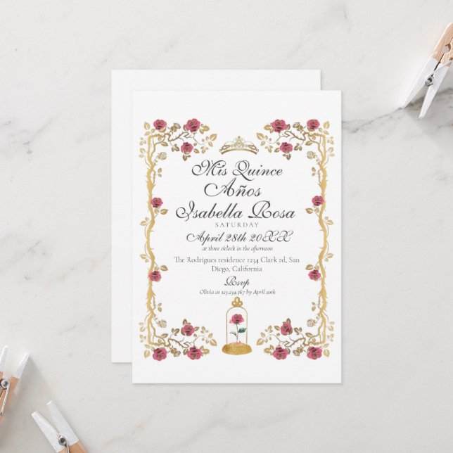 Convite Beast & the Beauty Mis Quince Años (Frente/Verso In Situ)