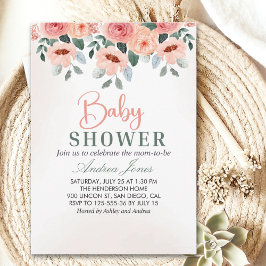 Convite Beatiful Water Color Flowers Garden Baby Shower