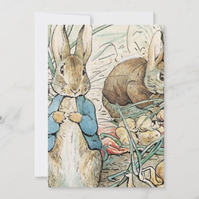 Convite Beatrix Potter Peter Rabbit E Benjamin Bunny (Frente)