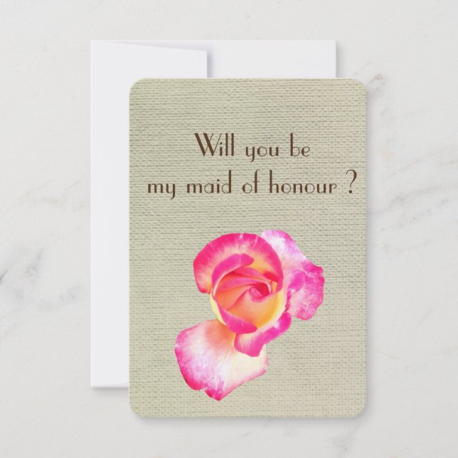 Convite Beautif Rosa Flower, será minha madrinha de casame (Frente)