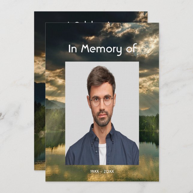 Convite Beautiful Celebration of Life Service  Lake Beach (Frente/Verso)