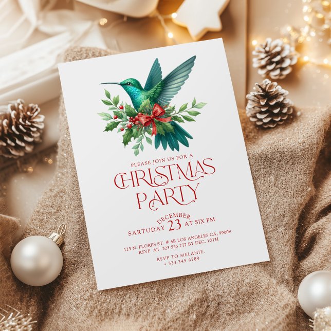 Convite Beautiful Christmas Hummingbird Party Invite (Criador carregado)