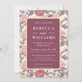 Convite Beautiful  Peonies Spring Wedding Invitation
