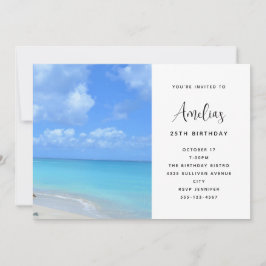 Convite Beautiful Turquoise Tropical Beach  Birthday