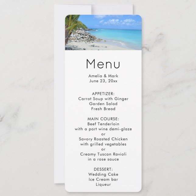 Convite Beautiful Turquoise Tropical Beach Menu (Frente)