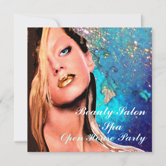 Convite BEAUTY SALON SPA Open House Party Monograma (Frente)
