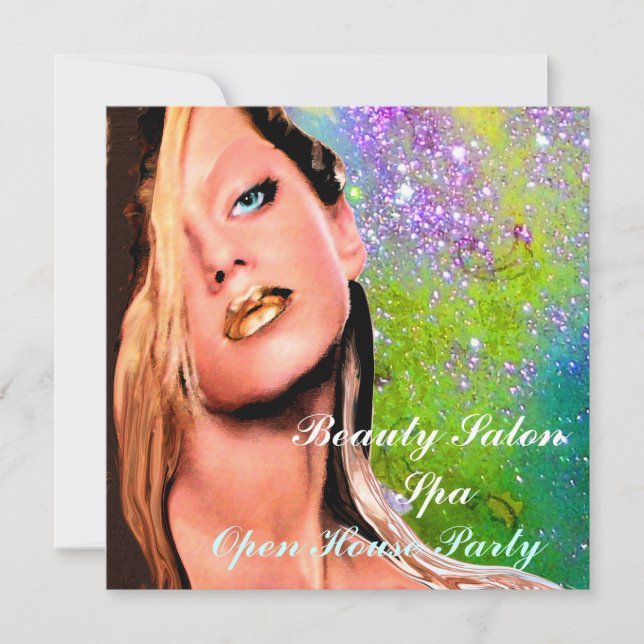 Convite BEAUTY SALON SPA Open House Party Monograma (Frente)