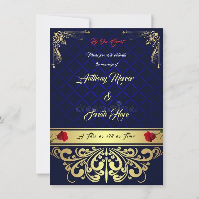 Convite Beauty & the Beast Wedding Invitation (Frente)