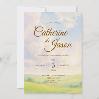 Convite Beauty Watercolor Scenery Wedding Invitation