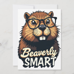 Convite Beaverly Smart - Castor Engraçado com Gráfico de Ó