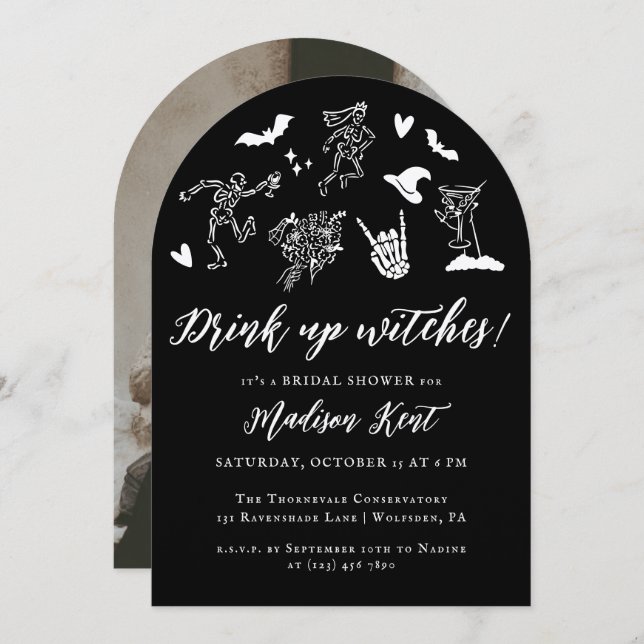 Convite Beba Bruxas! Foto do Chá de panela Whimsical (Frente/Verso)