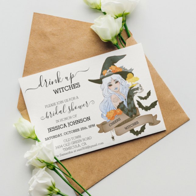 Convite Beba Bruxas no Chá de panela do Dia das Bruxas (Criador carregado)