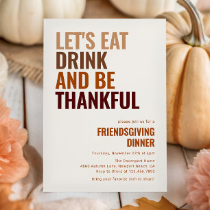 Convite Beba e Jante de Ação de Amizade de Graças