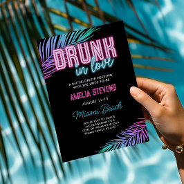 Convite Bebado Apaixonado Bach Tropical Neon Blue E Rosa