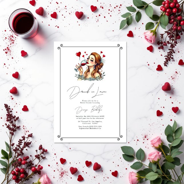 Convite Bebado Elegante no Chá de panela do Amor (Elegant Drunk in Love Bridal Shower Invitation)