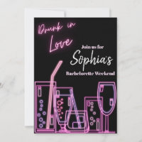 Bebado no Love Neon Bachelorette Invitation