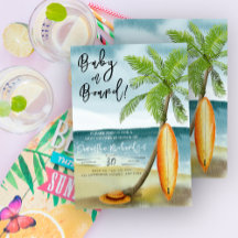 Bebê a Bordo Aquarela de surfe na praia baby showe