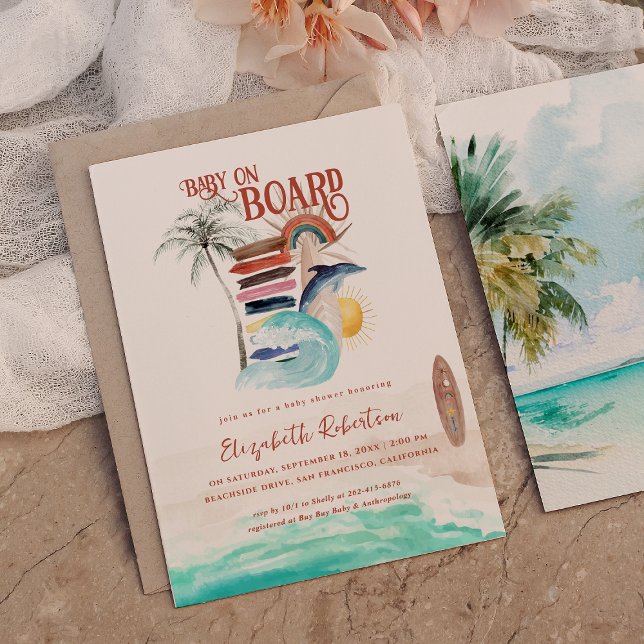 Convite Bebê a Bordo | Churrasco de Bebê Boho Surf (Criador carregado)
