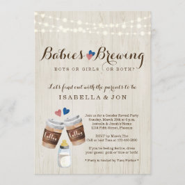 Convite Bebê A Criar Café Gêmeos Sexo Festa Reveladora