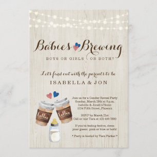 Convite Bebê A Criar Café Gêmeos Sexo Festa Reveladora