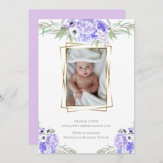 Convite Bebê | Adicionar Foto Violet Anemone Floral