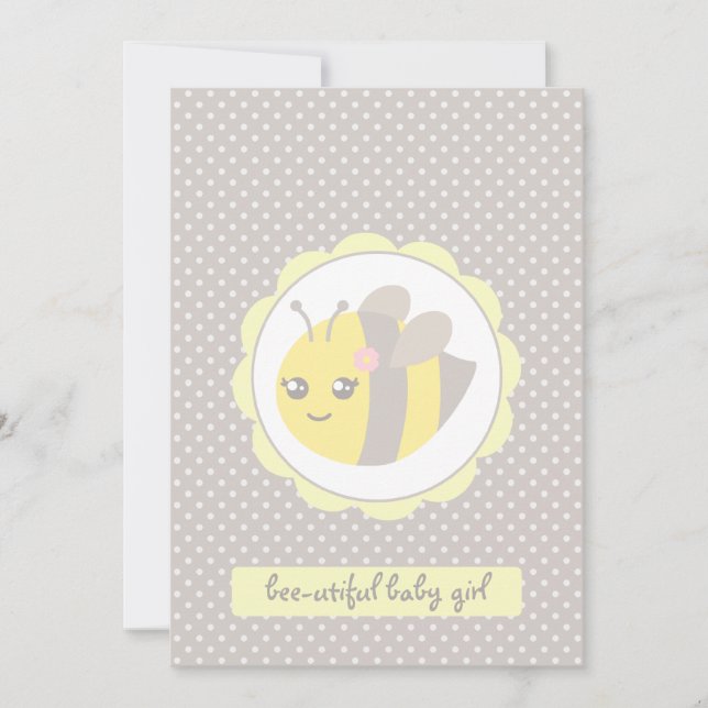 Convite Bebê amarela e Cinza (Frente)