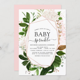 Convite Bebê aspersão Chá Verde Geométrico Botânico