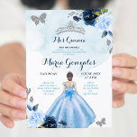 Convite Bebê Azul e Borboleta Marinho 3 Charra Quinceanera<br><div class="desc">Bebê Azul e Borboleta Marinho 3 Charra Quinceanera Convite Mis Quince Anos,  15 Birthday</div>