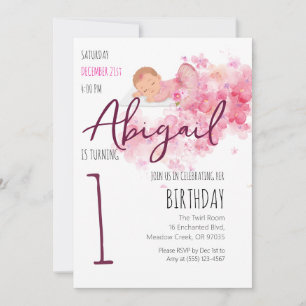 Convite Bebê Bailarina Adorável Menina de 1º Aniversário R