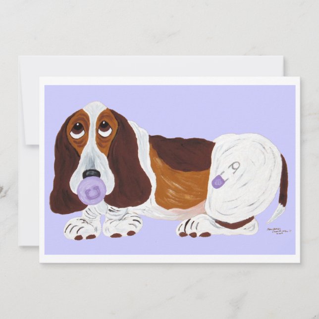 Convite Bebê Basset Hound  (Frente)