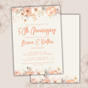 Convite Bebê Bege Marfim Floral 50º Aniversário de Casamen