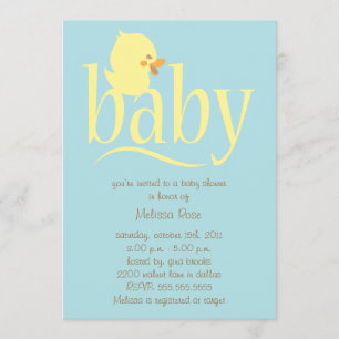 Convite Bebê Blue Ducking Baby Shower Invitations.
