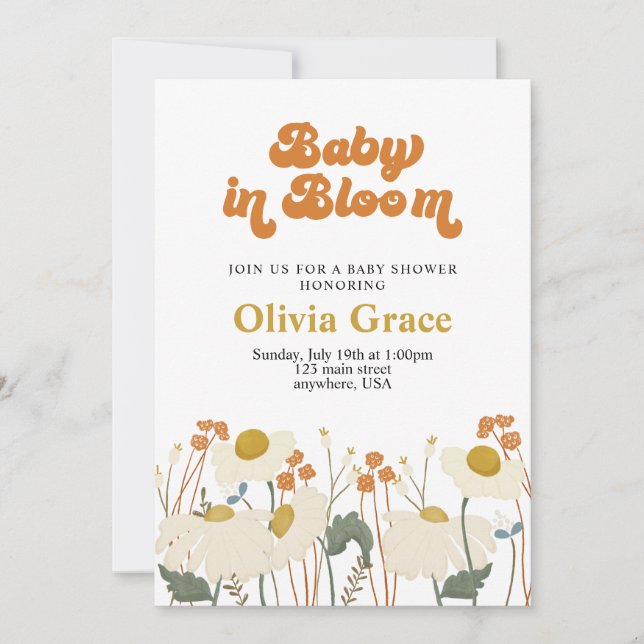 Convite Bebê Boho em Flor Bebe Reborn chá de bebê (Frente)
