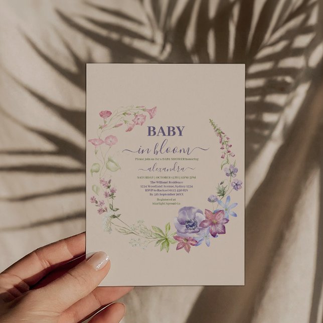 Convite Bebê Boho no Bloom Baby Girl Chá de fraldas (Criador carregado)