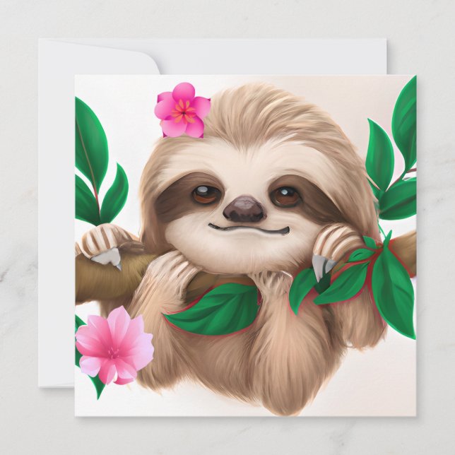 Convite Bebê bonito mordendo em uma árvore (Frente)