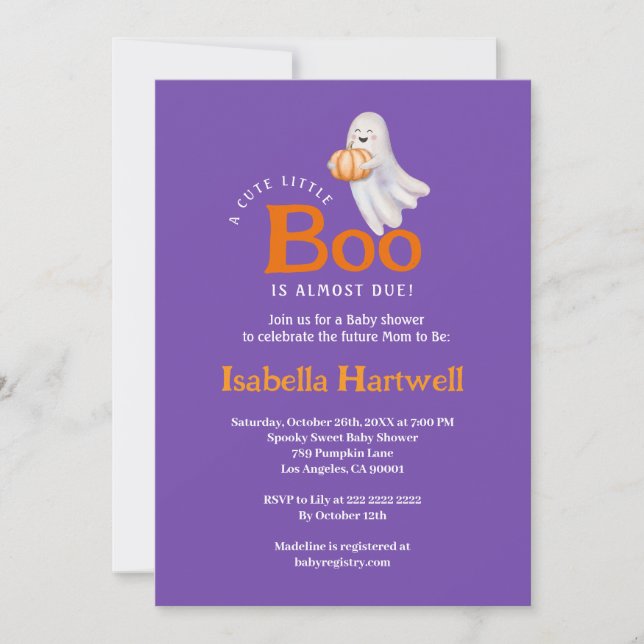 Convite Bebê bonito no caminho - Chá de fraldas de Hallowe (Frente)