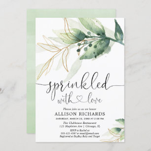 Convite Bebê borrifa verde-ouro neutro