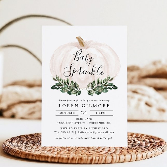 Convite Bebê borrifado Queda Chá de fraldas de abóbora ver (Criador carregado)