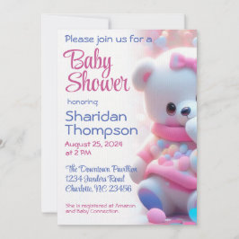 Convite Bebê branco com Chá rosa e azul