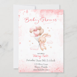 Convite Bebê Bunny com bebê de balões