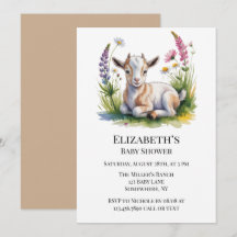 Bebê Cabrito em Aquarela com Flores Silvestres Chá