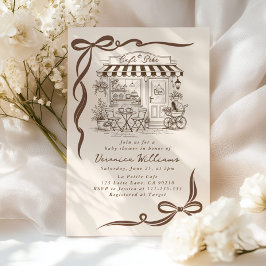 Convite Bebe Cafe Parisian Theme Bow Coffee Baby Shower